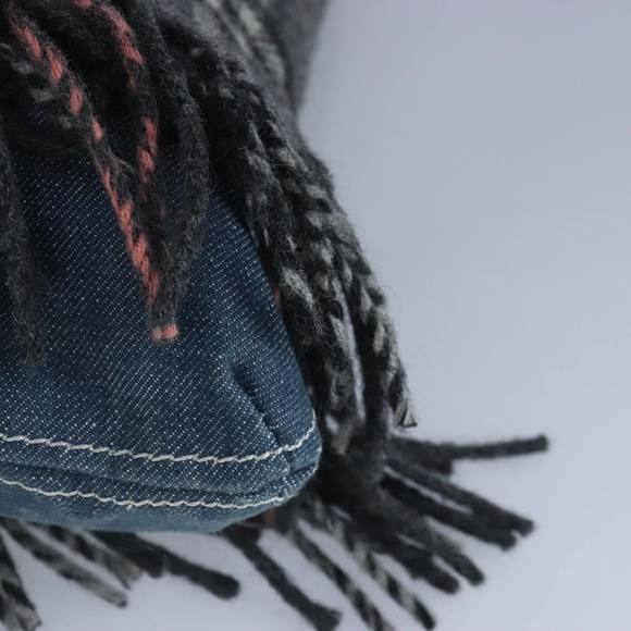 BURBERRY Nova Check Scarf Style Blue Label Hand Bag Wool Gray Silver Auth 96942 - Picture 13 of 16